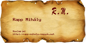 Rapp Mihály névjegykártya